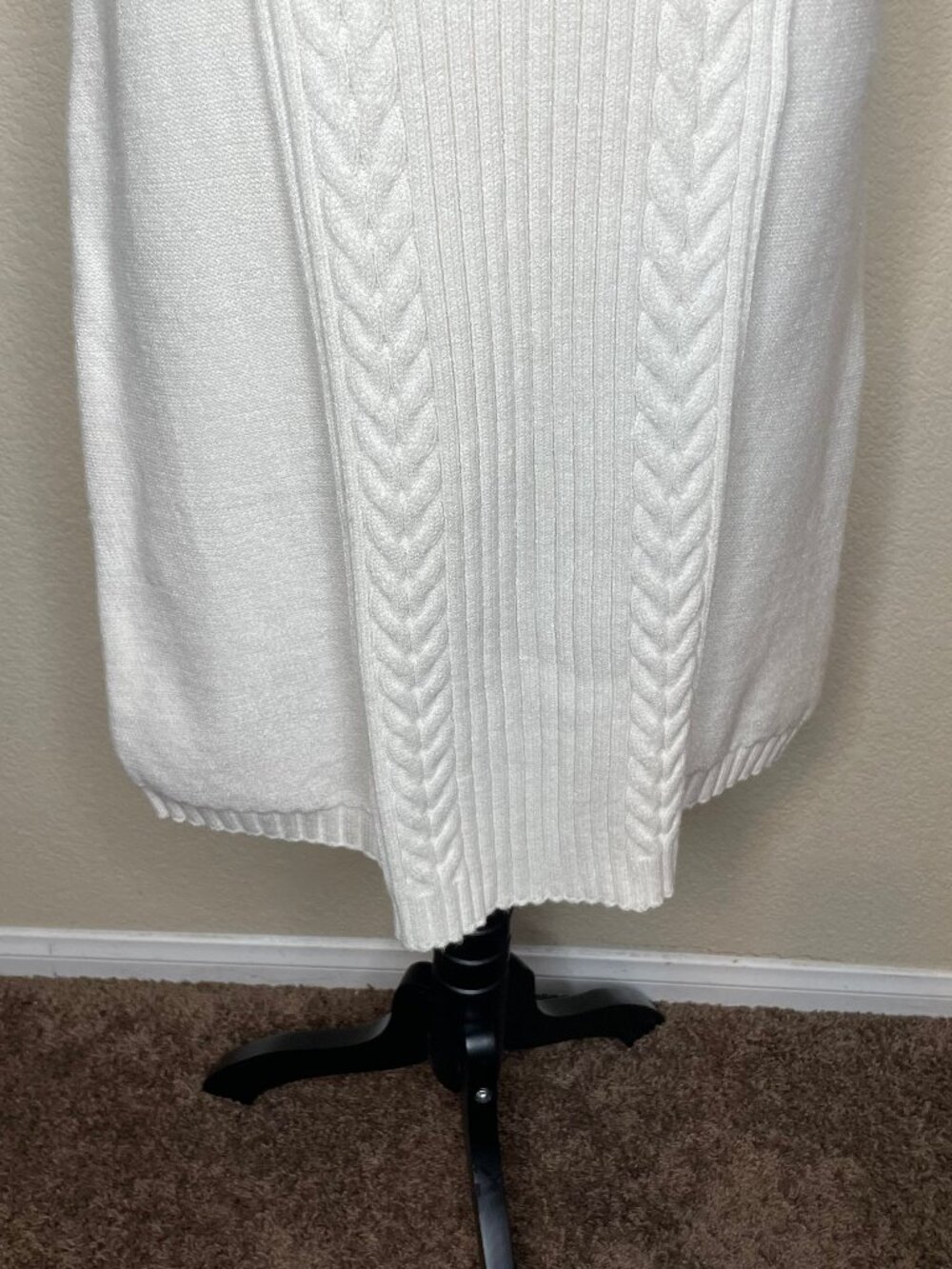 CYRUS Coquette Cable Knit Maxi Skirt Cream Ivory Ribbed Winter Cottagecore XS - Picture 10 of 16
